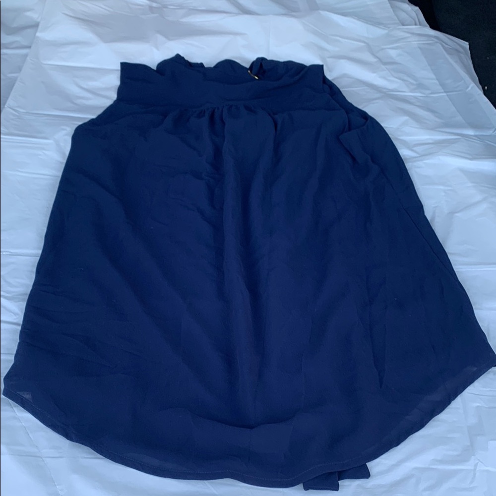 MICHAEL Michael Kors Blue Tie Front High-Low Top - Picture 2 of 10